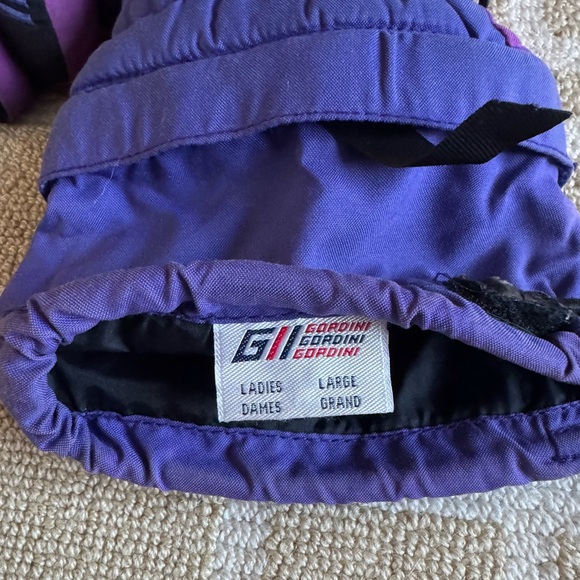 Gordini Vintage 90’s Insulated Ski Gloves Warm Winter Purple Black Leather Large - Picture 9 of 11